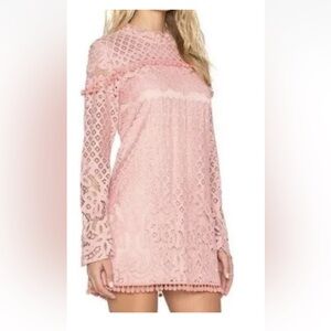 Tularosa x Revolve Matilda Lace Pom Pom Blush Sz Small Mini Dress